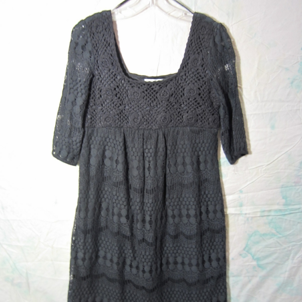 Black Macrame & Lace Dress